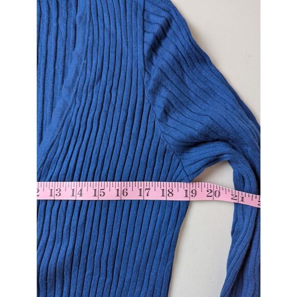 Gap Cardigan Sweater Womens XL Blue Silk Cotton Ribbed Knit Soft Cozy Grampa - Picture 7 of 8
